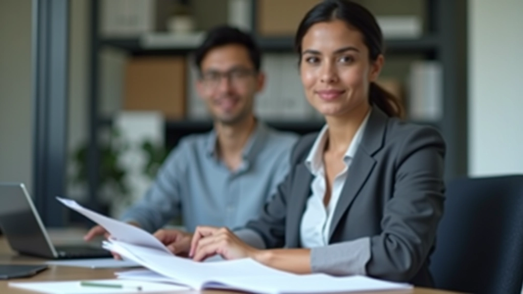 Nonprofit accountant reviewing financial statements and fund accounting records in organized workspace