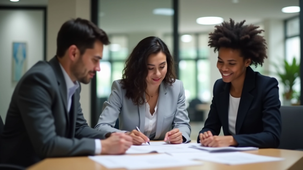 Non-profit team members reviewing financial reports together in meeting room with charts and data visible